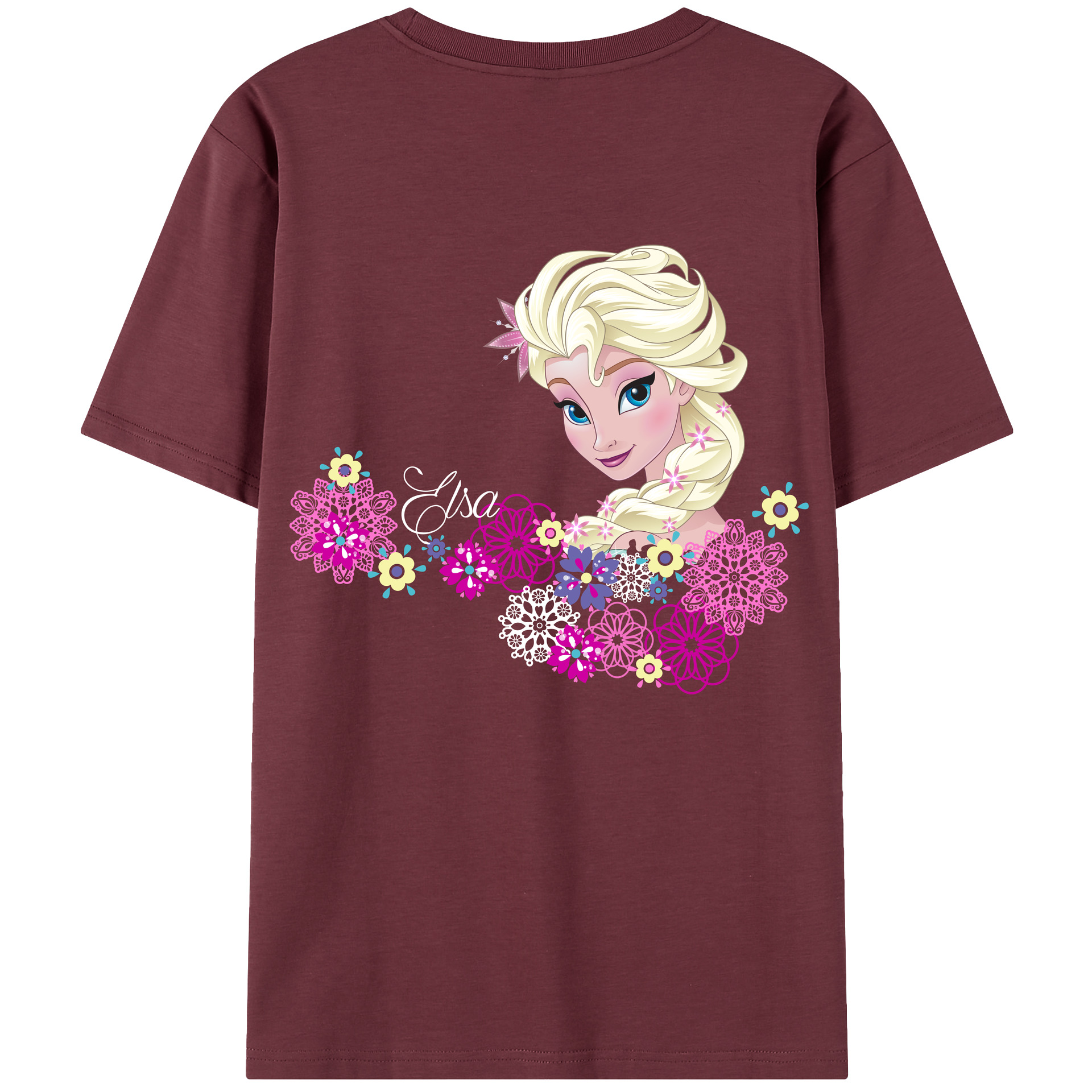 （画像用） アナと雪の女王 アンナ エルサ Frozen Anna Elsa 綿100％半袖Tシャツ（背面プリント）